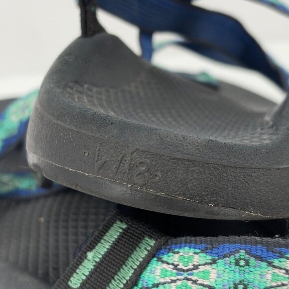 Chaco Classic Sport Sandals Womens Size 8 Blue Green Aztec Toe Wrap - Picture 5 of 7